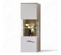 Stella Trading INA - Vetrina sospesa in cashmere, effetto rovere Riva certificata FSC, moderna pensile con illuminazione a LED e molto spazio di archiviazione, 40 x 124 x 36 cm (larghezza x altezza x