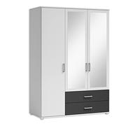 Stella Trading Ivar specchi e cassetti-Versatile Armadio a 3 Ante in Bianco, Grafite, Legno ingegnerizzato, 1 Holztür / 2 Spiegeltüren