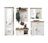 Stella Trading Jasmin-Set di Appendiabiti da corridoio, Effetto, 5 Pezzi per l'ingresso, Legno di Pino Chiaro/Rovere artisano, Garderobenset 1