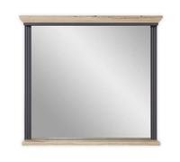 Stella Trading JASMIN - Specchio da parete in grafite, effetto quercia Artisan, stile rustico, con ripiano per corridoio e guardaroba, 93 x 83 x 15 cm (L x A x P)