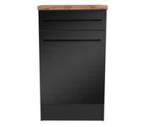 Stella Trading Jazz Mobile Moderno in Nero Opaco, Effetto Quercia lanceolata, spazioso mobiletto da Cucina con Molto Spazio, Materiale in Legno, 50 x 90 x 60 cm, ingegnerizzato