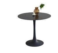 Stella Trading Josh-Tavolo Rotondo, Effetto Marmo, Colore Nero, con Struttura in Metallo, per Cucina e Sala da Pranzo, Ceramica, 90 x 75 x 90 cm