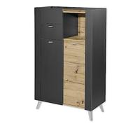 Stella Trading Line-Comò, Effetto, armadietto da Bagno con Molto Spazio, Legno, Antracite/Rovere Artisan, 77,5 x 126 x 39,5 cm