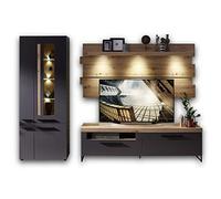 Stella Trading Loft-Two-Set Completo da Parete per Soggiorno, Effetto Rovere Artisan, Colore: Grafite, 288 x 201 x 44 cm