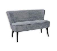 Stella Trading LORD - Panca per sala da pranzo con schienale, piedini in legno massello e rivestimento in microfibra, colore: grigio, comoda panca a 2 posti con seduta ammortizzata, 140 x 83 x 75 cm