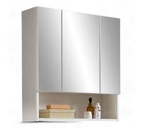 Stella Trading Mandy - Armadietto a specchio da bagno in bianco lucido, con molto spazio, 65 x 71 x 20 cm