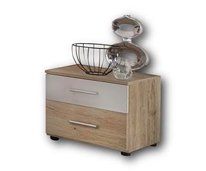 Stella Trading, Martina, Comodino in aspetto rovere San Remo, bianco, con due cassetti, per camera da letto, 46 x 40 x 41 cm