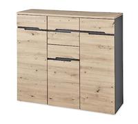 Stella Trading Memphis-Cassettiera Moderna in Rovere artisano, in Grafite, con Molto Spazio, Quercia, Highboard