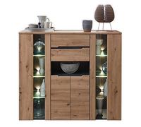 Stella Trading Memphis-Mobile da Salotto Moderno con cassetti e Illuminazione a LED, Rovere Artisan/Grafite, 145 x 127 x 38 cm