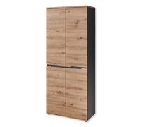 Stella Trading Memphis Scarpiera Alta in Effetto Rovere artisano, Grafite, Moderno Armadio Multiuso con Molto Spazio per Le vostre Scarpe, Legno, 80 x 192 x 38 cm
