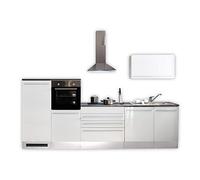 Stella Trading Möbel Akut Jazz 4 Piani Moderni Senza elettrodomestici in Bianco, Lucido Spaziosa Cucina da Incasso con Molto Spazio, Legno truciolato, 320 x 200 cm