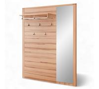 Stella Trading Nature One - Pannello appendiabiti con specchio in faggio, parzialmente massiccio, certificato FSC - Moderno ripiano per cappelli con gancio da parete, 120 x 157 x 29 cm (larghezza x