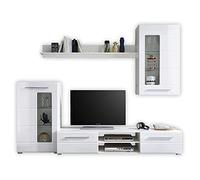 Stella Trading Enrique, Set Completo in Bianco Lucido, Contemporaneo Parete attrezzata con Tanto Spazio per Soggiorno, 240 x 190 x 42 cm, Legno, Wohnwand 240 cm
