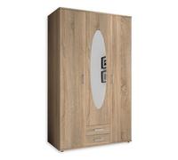 Stella Trading, PAUL Elegante armadio a 3 ante con tanto spazio, Armadio versatile in look rovere Sonoma con anta a specchio, 120 x 195 x 55 cm