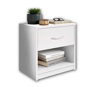 Stella Trading PEPE, Comodino bianco da notte, linea essenziale con un cassetto che si abbina facilmente a ogni camera da letto, 39 x 41 x 28 cm, L x A x P, senza cerniere