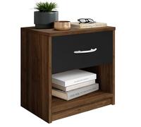 Stella Trading PEPE, Comodino da notte, effetto noce Colombia, nero ed essenziale con un cassetto che si abbina facilmente a ogni camera da letto, 39 x 41 x 28 cm, L x A x P