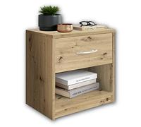 Stella Trading PEPE, Comodino da notte, effetto rovere artigianale, linea essenziale con un cassetto che si abbina facilmente a ogni camera da letto, 39 x 41 x 28 cm, L x A x P