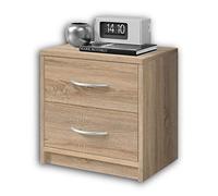 Stella Trading PEPE, Comodino da notte, effetto rovere Sonoma, linea essenziale con 2 cassetti che si abbina facilmente a ogni camera da letto, 39 x 39 x 28 cm, L x A x P
