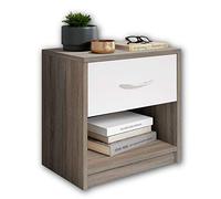 Stella Trading PEPE, Comodino da notte, effetto tartufo, bianco ed essenziale con un cassetto che si abbina facilmente a ogni camera da letto, 39 x 41 x 28 cm, L x A x P