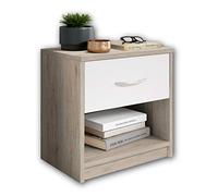 Stella Trading PEPE, Comodino da notte, finitura San Remo, bianco ed essenziale con un cassetto che si abbina facilmente a ogni camera da letto, 39 x 41 x 28 cm, L x A x P