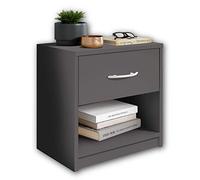 Stella Trading PEPE, Comodino da notte, grigio grafite, linea essenziale con un cassetto che si abbina facilmente a ogni camera da letto, 39 x 41 x 28 cm, L x A x P