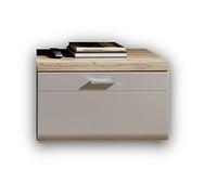 Stella Trading, Plus 2, Mobile base in basalto con Elegante ripiano ottima con decorazione in rovere, mobile basso di alta qualità per salotto, 80 x 51 x 47 cm (L x A x P)