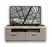 Stella Trading, Plus 2, Mobile per TV, in basalto, con ripiano ottima decorato in rovere, 140 x 51 x 47 cm (L x A x P)