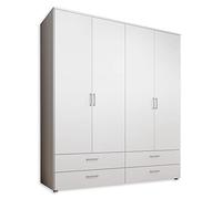 Stella Trading Spazio Bianco - Armadio Versatile a 4 Ante per la Vostra Camera da Letto, Legno ingegnerizzato, 4-türig