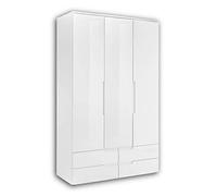 Stella Trading, Spice, Armadio elegante con molto spazio, versatile, con ante battenti, 126 x 208 x 57 cm, bianco lucido