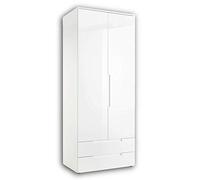 Stella Trading, Spice, Armadio elegante con molto spazio, versatile, con ante battenti, 84 x 208 x 57 cm, bianco lucido