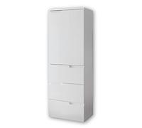 Stella Trading, Spice B, Armadio di Altezza Media per Documenti, con cassetti, Stile Contemporaneo, Set Completo Mobile per Ufficio, 50 x 145 x 35 cm, Bianco Lucido