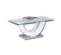 Stella Trading, Swing, Tavolino da salotto in vetro lucido, elegante tavolo in vetro con struttura a U, 120 x 48 x 60 cm (larghezza x altezza x profondità)