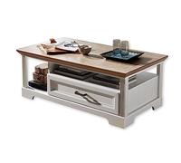 Stella Trading, Tavolino da salotto in legno di pino chiaro, effetto rovere artisan, con cassetto e ripiano per il vostro salotto, in stile rustico, 120 x 45 x 67 cm (larghezza x altezza x profondità)
