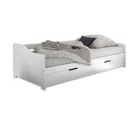 Stella Trading TRISTAN Moderno lettino tandem con due superfici 90 x 200 cm, pratico letto a castello in pino massiccio, bianco, 97 x 60 x 204 cm (larghezza x altezza x profondità)