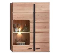 Stella Trading Vetrina sospesa in legno anticato massiccio, effetto rovere antico certificato FSC, moderna con illuminazione a LED e molto spazio di archiviazione, 90 x 120 x 38 cm (larghezza x