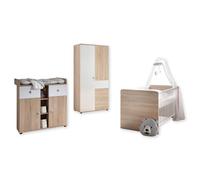 Stella Trading Wiki Completo per cameretta dei Bambini, in Rovere mobili da 3 Pezzi, Composto da Armadio, Culla e fasciatoio, Legno, Quercia Sonoma/Bianco, Komplett-Set