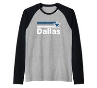 Stella Vintage Dallas Texas City Strong Dallas TX a Strisce Blu Maglia con Maniche Raglan
