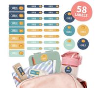 Stellasticker - Adesivi con nome per bambini confezione risprmio mini, piccoli e rotondi - Etichette personalizzabili con nome e motivo (Playground, 58)
