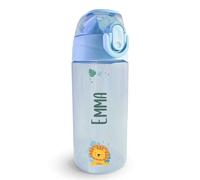 Stellasticker - Borraccia Personalizzata per Bambini con nome e un’icona - Ideale fuori casa, in gita, a scuola. Senza BPA. Lavabile in lavastoviglie, spazzola inclusa. 450 ml. (Azzurro)