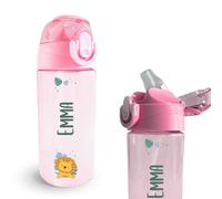 Stellasticker - Borraccia Personalizzata per Bambini con nome e un’icona - Ideale fuori casa, in gita, a scuola. Senza BPA. Lavabile in lavastoviglie, spazzola inclusa. 450 ml. (Rosa chiaro)