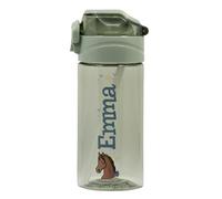 Stellasticker - Borraccia Personalizzata per Bambini con nome e un’icona - Ideale fuori casa, in gita, a scuola. Senza BPA. Lavabile in lavastoviglie, spazzola inclusa. 450 ml. (Verde salvia)