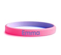 Stellasticker Braccialetto SOS Bicolore per bambini nome e numero di telefono ad alta visibilità. Ideale al mare, vacanze e gite. Resistente e impermeabile. (Rosa-Lilla)