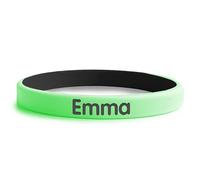 Stellasticker Braccialetto SOS Bicolore per bambini nome e numero di telefono ad alta visibilità. Ideale al mare, vacanze e gite. Resistente e impermeabile. (Verde-Nero)