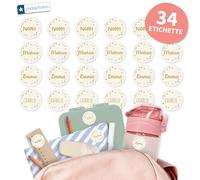 Stellasticker - Etichette adesive rotonde personalizzate con nome per la scuola. Ideali per libri, quaderni, cartelline. Resistenti in microonde e lavastoviglie. 3.1cm (Fiori, 34)