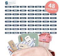 Stellasticker - Etichette nome personalizzabili mini - adesivi impermeabili con nome per bambini e adulti - perfetti per scuola, ufficio o casa - 20x4 mm - colorati e resistenti(Blu jeans, 48)