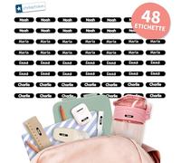 Stellasticker - Etichette nome personalizzabili mini - adesivi impermeabili con nome per bambini e adulti - perfetti per scuola, ufficio o casa - 20x4 mm - colorati e resistenti(Nero, 48)