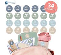 Stellasticker - Etichette rotonde personalizzate con nome, cognome o numero telefono. Adesivi per scuola, asilo e sport. Adatte in lavastoviglie e microonde. Diametro:3.1 cm. Colore: (Natura, 34)