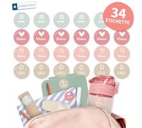 Stellasticker - Etichette rotonde personalizzate con nome, cognome o numero telefono. Adesivi per scuola, asilo e sport. Adatte in lavastoviglie e microonde. Diametro:3.1 cm. Colore: (Spiaggia, 34)