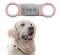 Stellasticker - Medaglietta in metallo personalizzata per cane e gatto - incisa con nome e numero di telefono - resistente, impermeabile e duratura - si applica sui collari degli animali(Rosa)