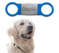 Stellasticker - Medaglietta in metallo personalizzata per cane e gatto - incisa con nome e numero di telefono - resistente, impermeabile e duratura - si applica sui collari degli animali(Blu)